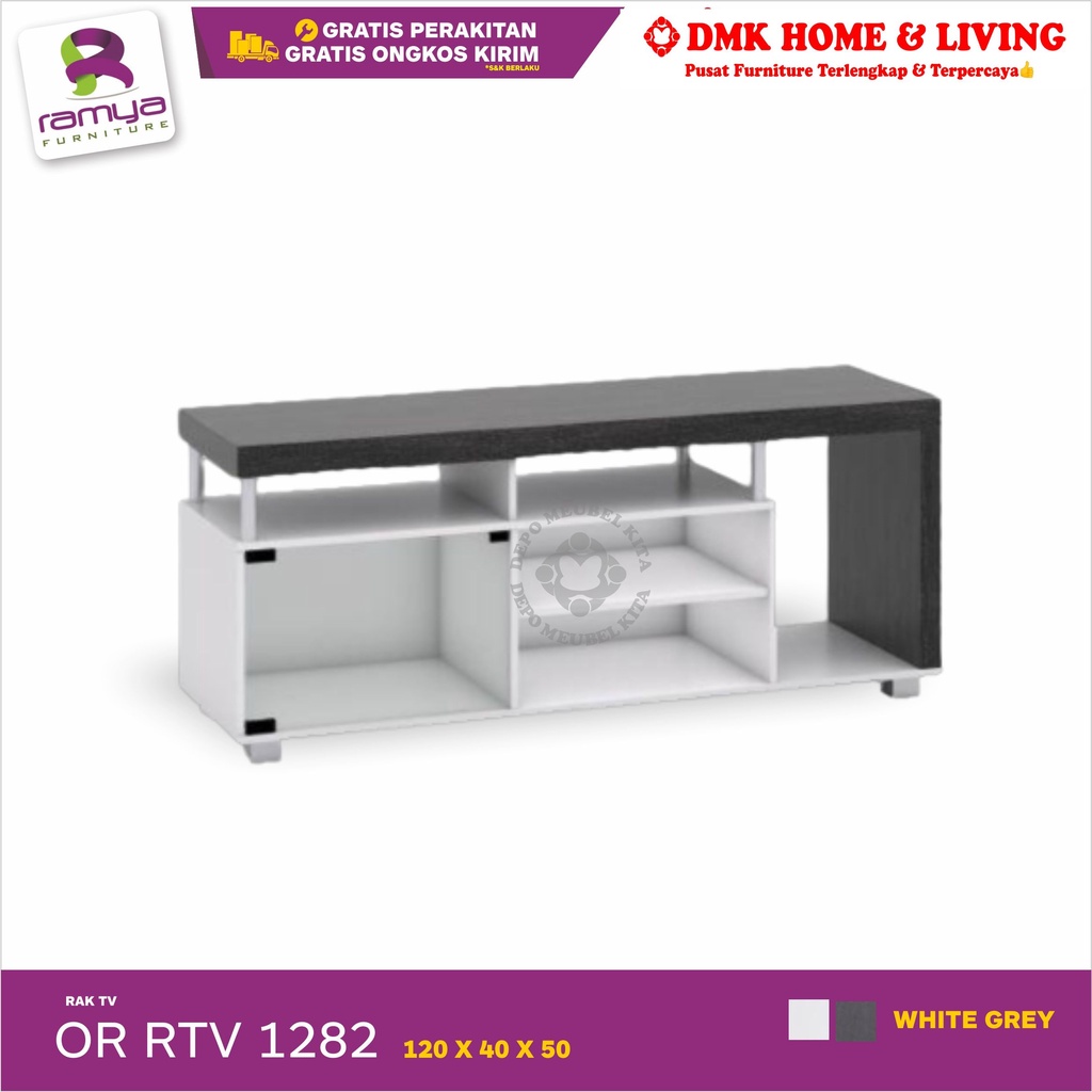 RAMYA Orine RTV 1282 [Meja / Rak Tv Minimalis] | Black - White