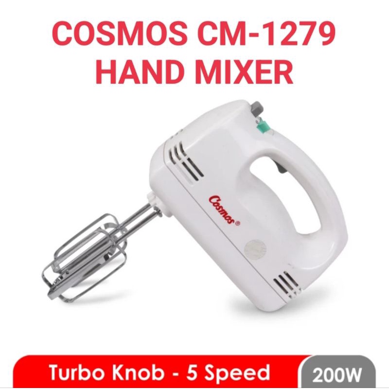 COSMOS HAND MIXER CM 1279 STAINLESS PENCAMPUR 5 KECEPATAN