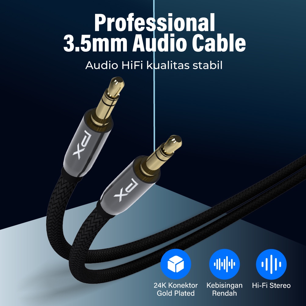 Kabel Aux Audio 3.5mm Male to Male Speaker 1 Meter HiFi PX CO-YP0110