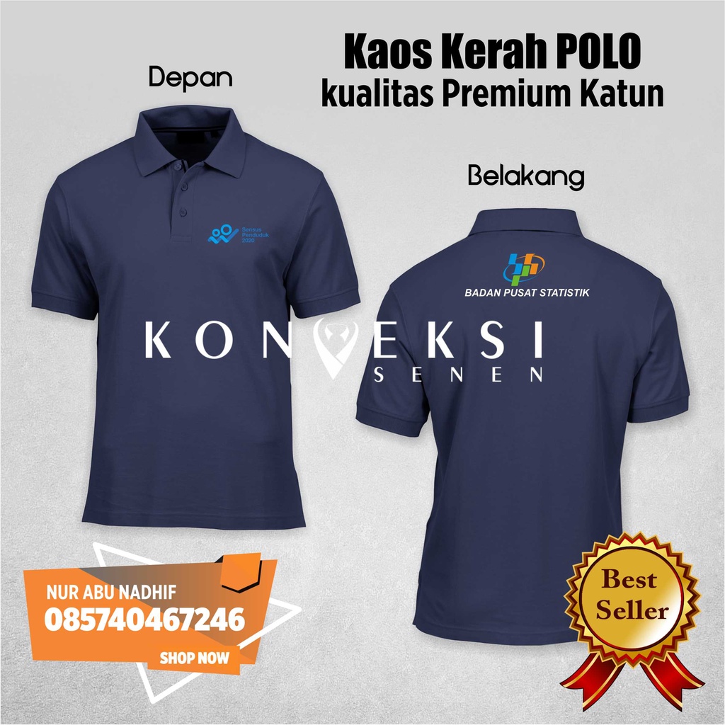 KAOS POLO SHIRT BPS BADAN PUSAT STATISTIK SENSUS PENDUDUK polo shirt - Kaos BPS - Baju BPS