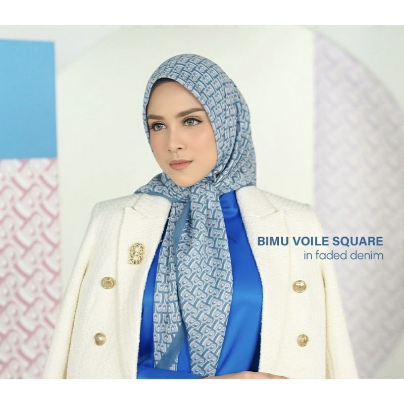 faded denim voal BIMU BUTTONSCARVES / denim / NEW