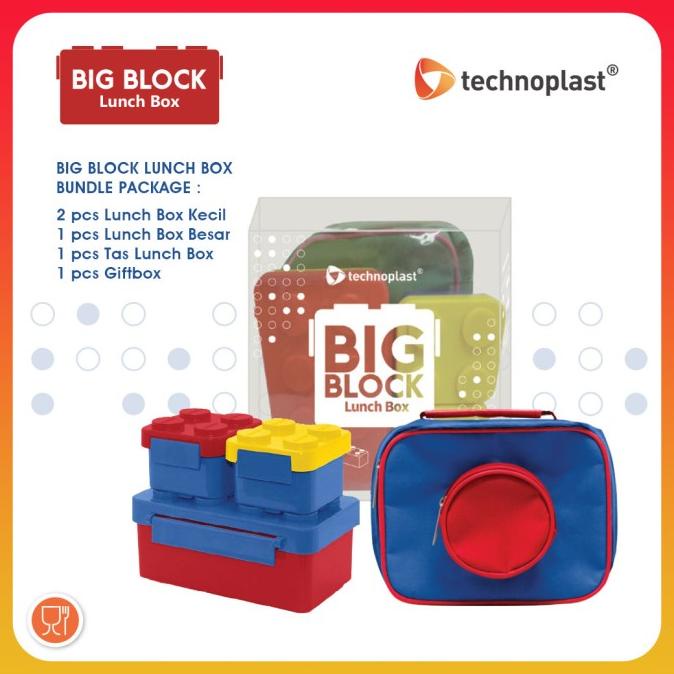 TECHNOPLAST Big Block Lunch Box Set/Tempat Makan Set Big Block + Tas