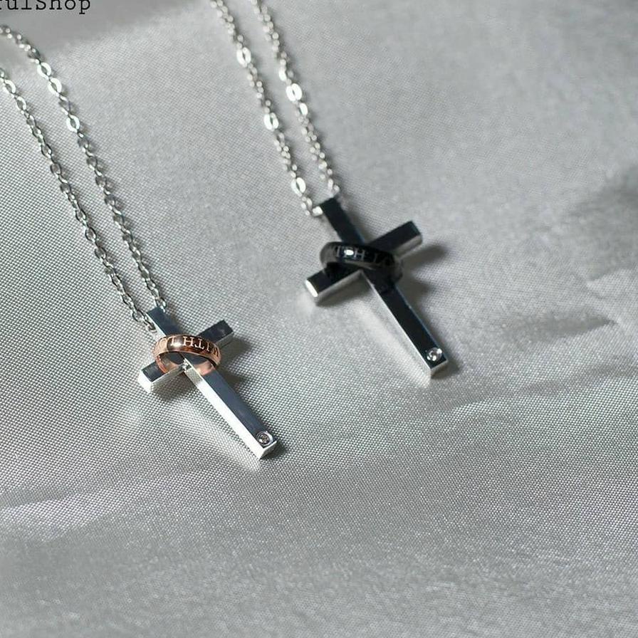 limited STOCKGrateful - Kalung SALIB CINCIN PASANGAN/ KALUNG CROSS RING Couple (STAINLESS STEEL) Gra
