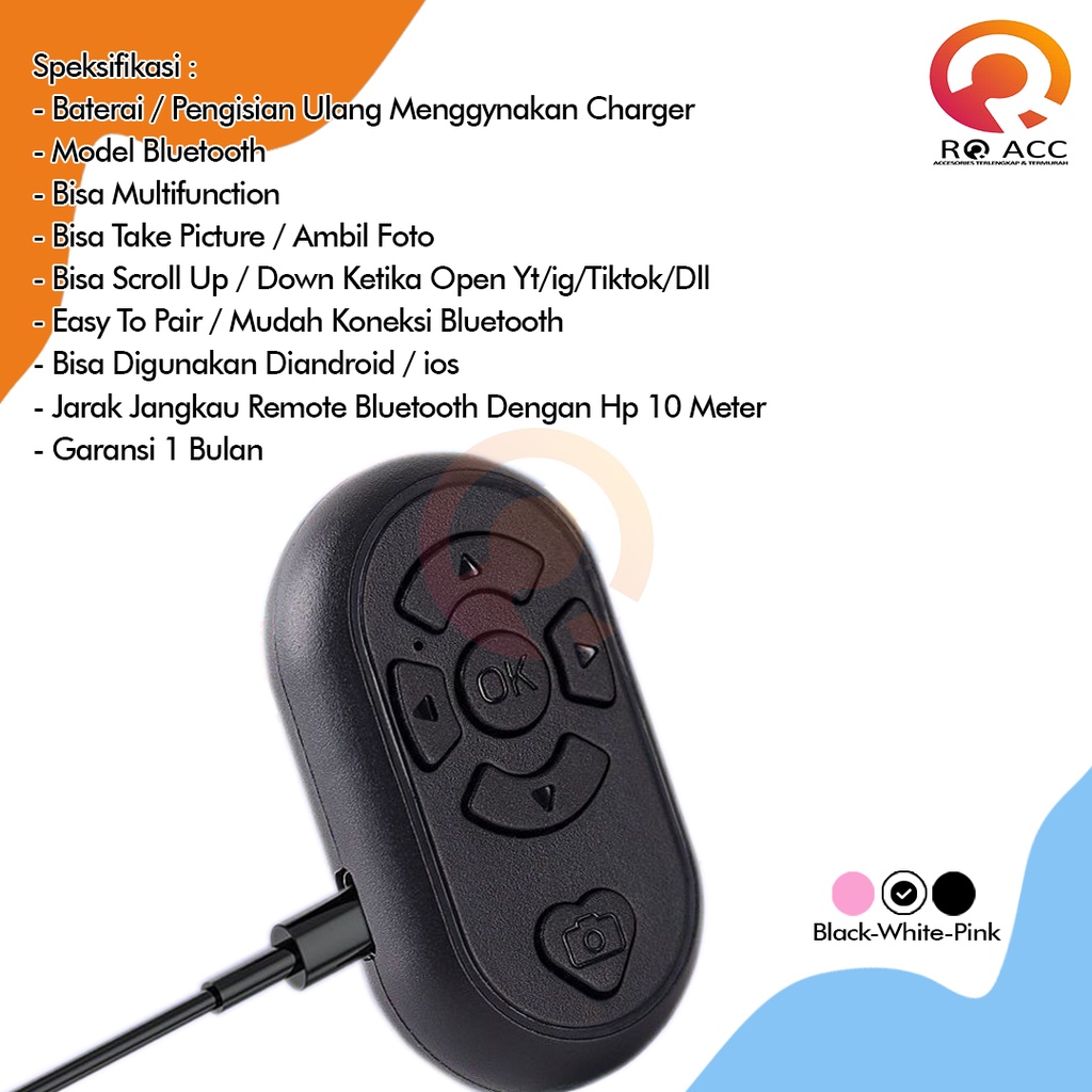 [RO ACC] NVN-BR2 BLUETOOTH REMOTE SHUTTER MULTIFUNCTION WITH RE-CHARGING