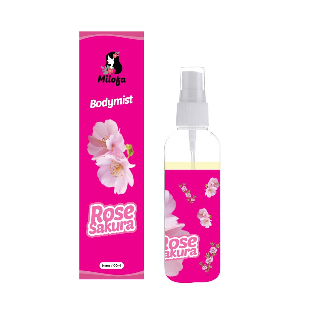 GEN - [BPOM] Parfum Body Mist Milofa Rose Sakura 100ml Premium / Parfum Rose Sakura 100ml Best Seller / Parfum Wanita Wangi Tahan Lama