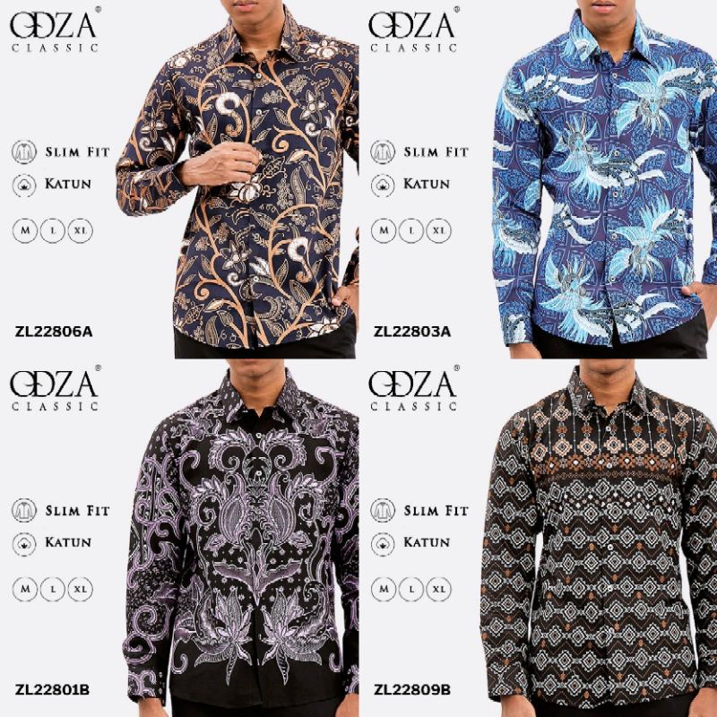 Jual Odza Classic Kemeja Batik Slim Fit Pria Lengan Panjang Limited