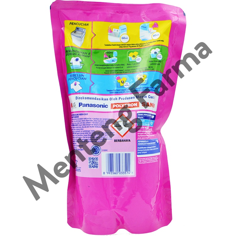 Vanish Cair Pink Pouch 750 mL - Penghilang Noda Pakaian Putih dan Bewarna