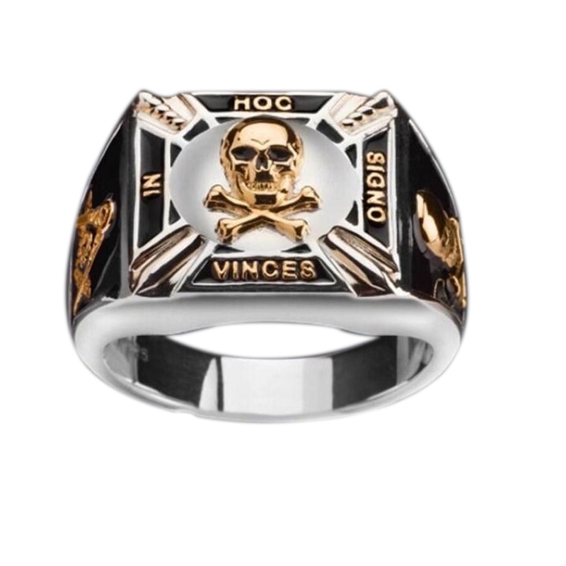 Cincin Lapis Emas Desain Tengkorak Gaya Hip Hop Untuk Pria