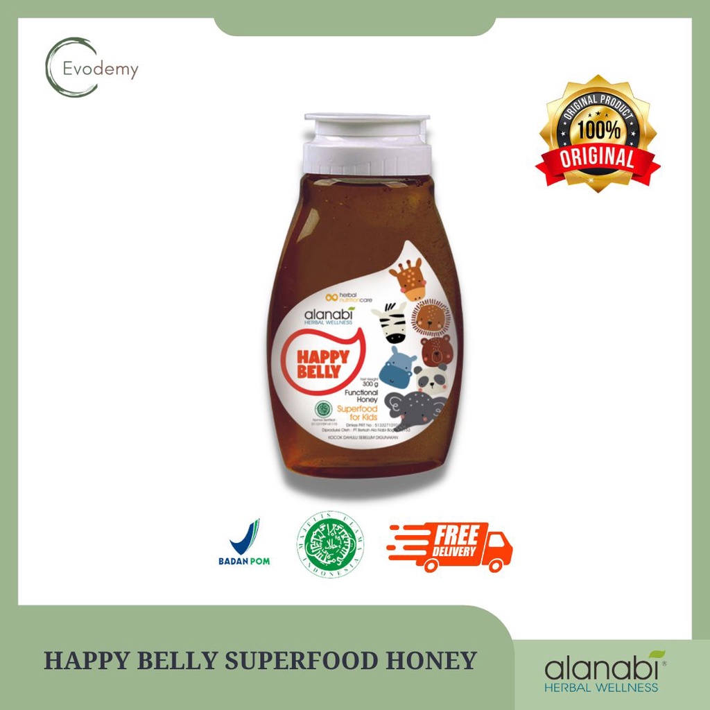 

ALANABI Happy Belly Functional Honey Superfood for Kids 300gram / Madu Herbal Alanabi / Madu Kesehatan Pertumbuhan Kekebalan Tubuh Anak