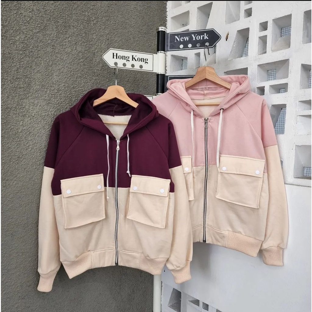 Two tone pocket hoodie