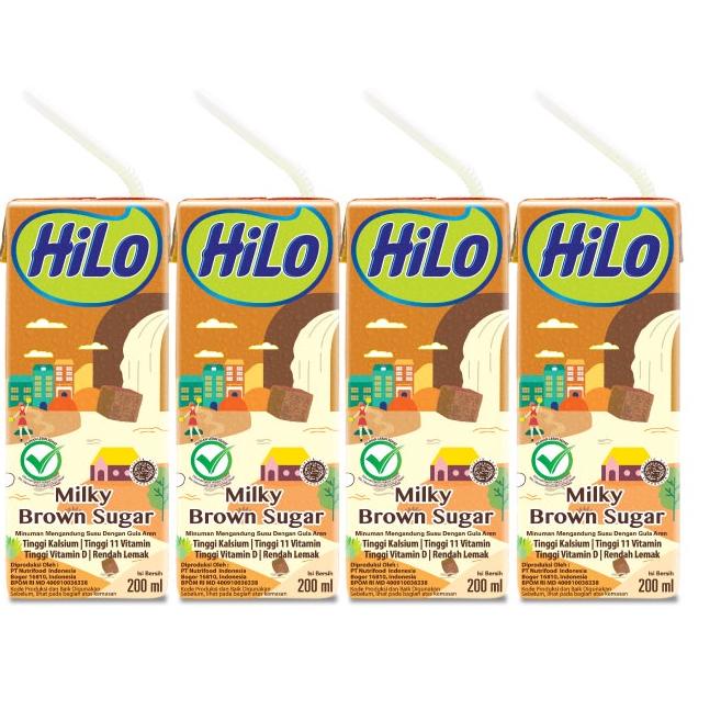 

Mau--4 Pack - HiLo Milky Brown Sugar Ready To Drink 200ml RTD - Minuman Sumber Kalsium Rendah Lemak