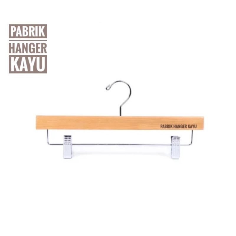 HANGER KAYU JEPIT CELANA NATURAL 40CM