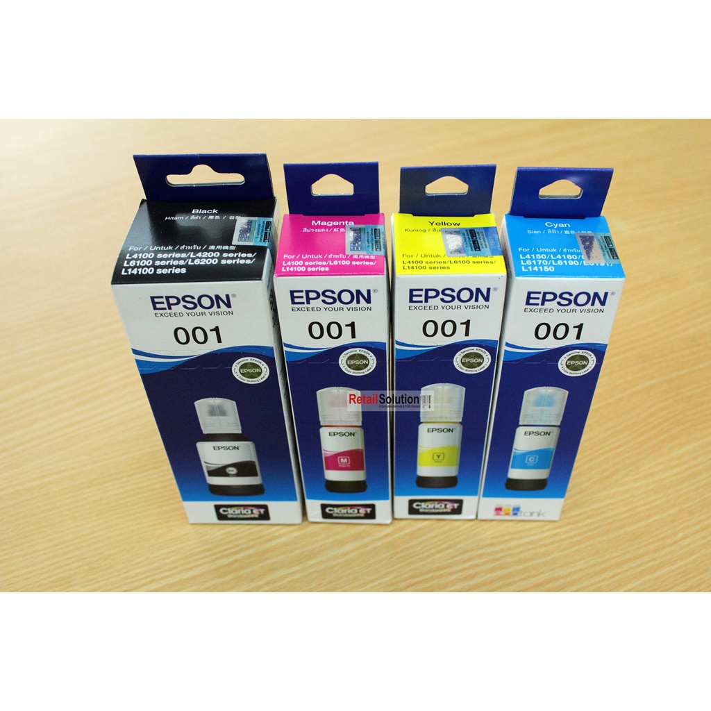 Tinta Epson 001 - Tinta L4150 L4160 L6160 L6170 L6190 1 Set Warna CMYK