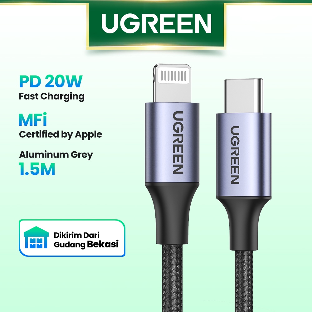 【Stok Produk di Indonesia】Ugreen MFi Kabel Data / Charger USB Tipe C Ke Lightning Untuk iPhone 14 / 13pro Max 13 / 12 / 11 / XS / XS Max / XR / X / 8 / 8plus / 7pro / 18W Kabel Cord Cord Cord