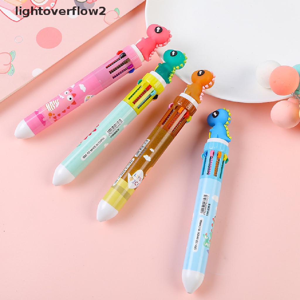 (lightoverflow2) 1pc Pulpen 10 Warna Dengan Hiasan Kartun Hewan