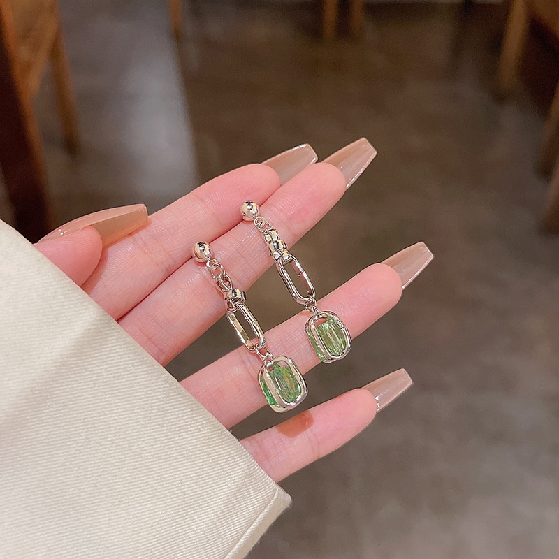 Anting Tusuk Gantung Bahan Sterling silver 925 Desain Geometri Gaya Perancis / Retromewah Untuk Wanita