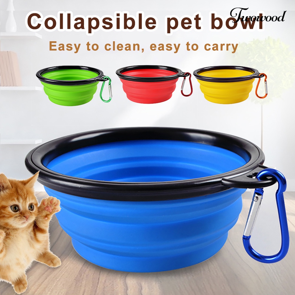 2 in 1 Mangkok Makan Dan Minum Anjing Peliharaan Portabel Model Lipat Untuk Travel