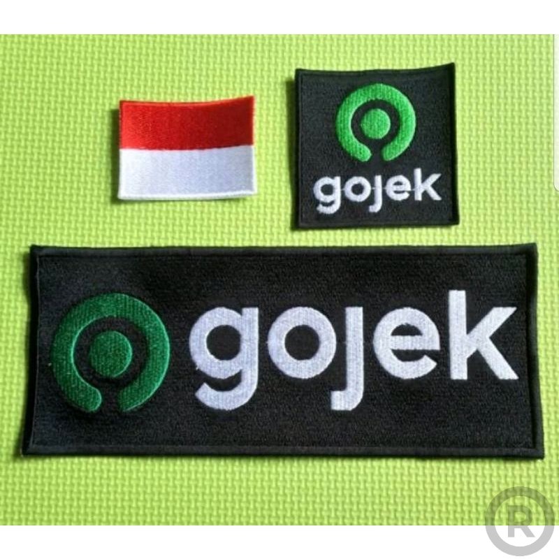 Bordir Logo Emblem Patches Bet Badge Gojek Baru Bendera Indonesia Terbaru u Tempel Dada Punggung Bor