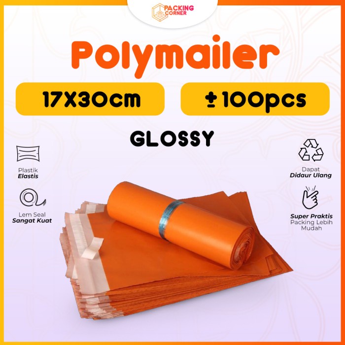 

Sale!!! Plastik Packing Polymailer Warna Orange 17X30 Isi 100 Pcs Tebal Glossy Promo