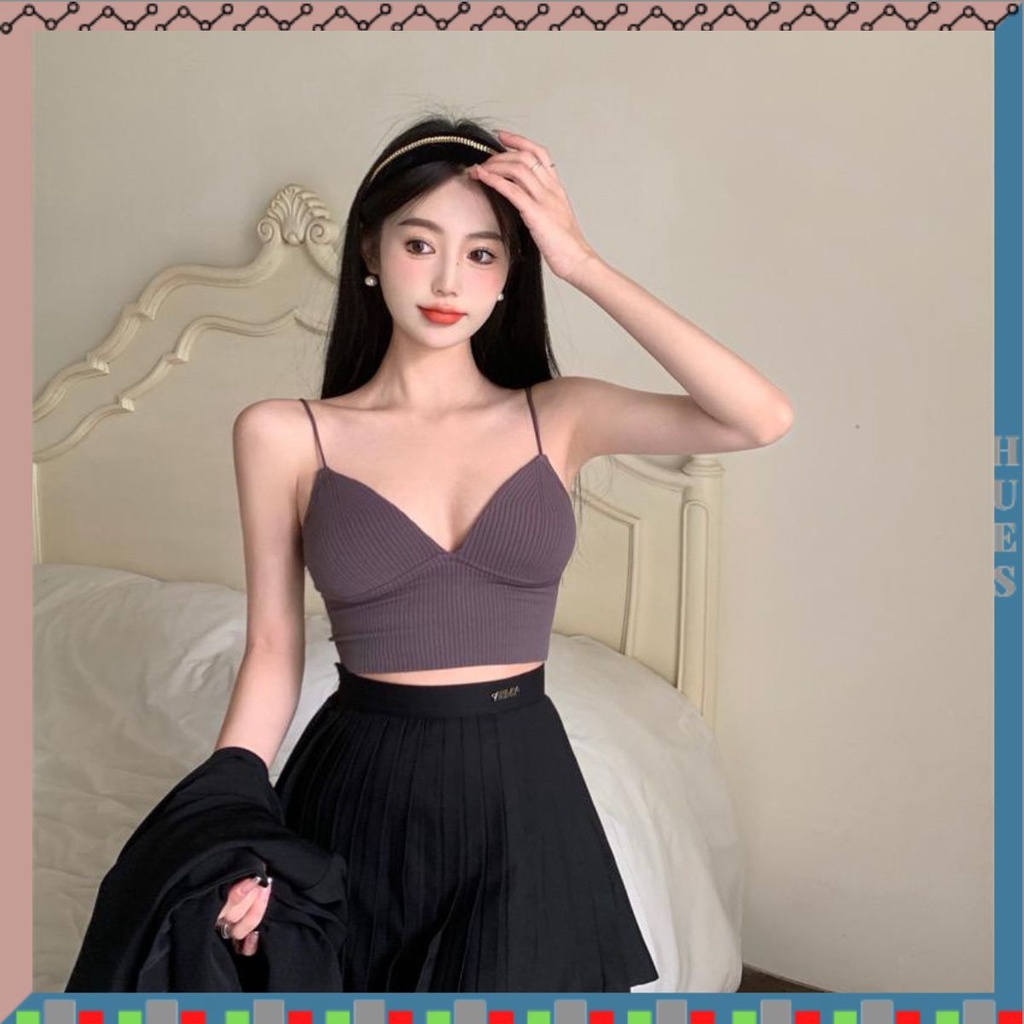 HUES.ID Tanktop Wanita Ada Cup Bra Korean Kamisol Import 1125