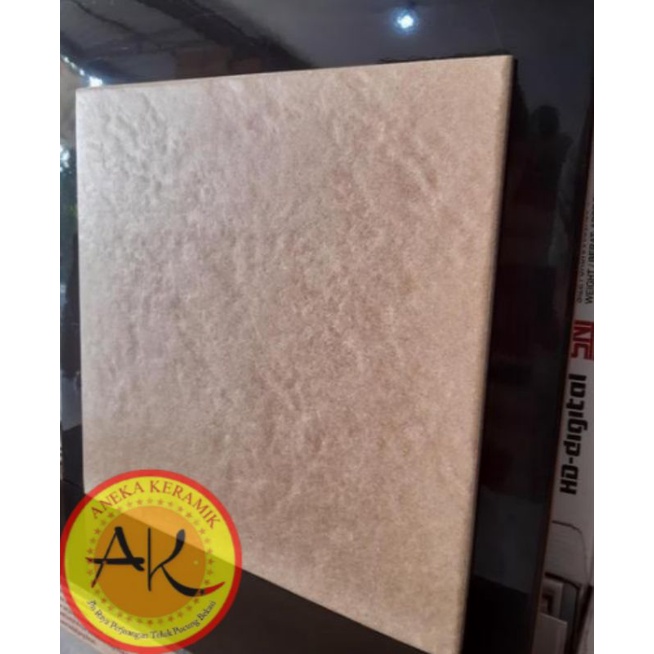 Keramik Lantai Teras Garasi Kasar Rustic Motif Timbul Gelombang 40x40 Leon Mocha