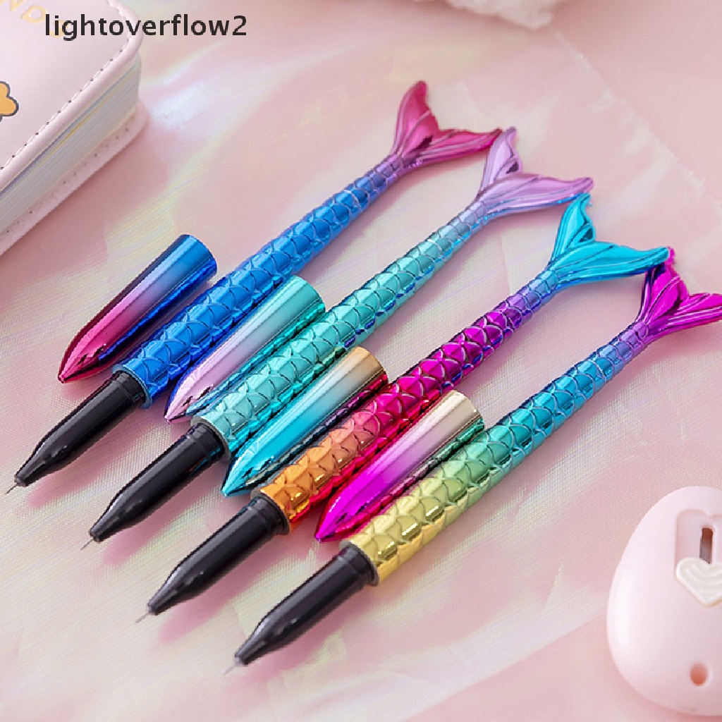 (lightoverflow2) Pulpen Gel 0.5mm Tinta Hitam Dengan Hiasan Ekor Mermaid Untuk Anak-Anak