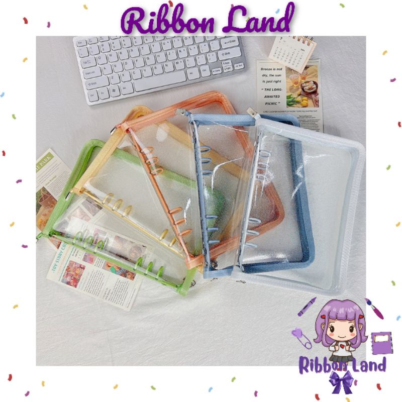 

A5 Binder Zipper Cover PVC Glitter Notebook Diary Penutup Resleting Zipper 6 Ring Besi Warna