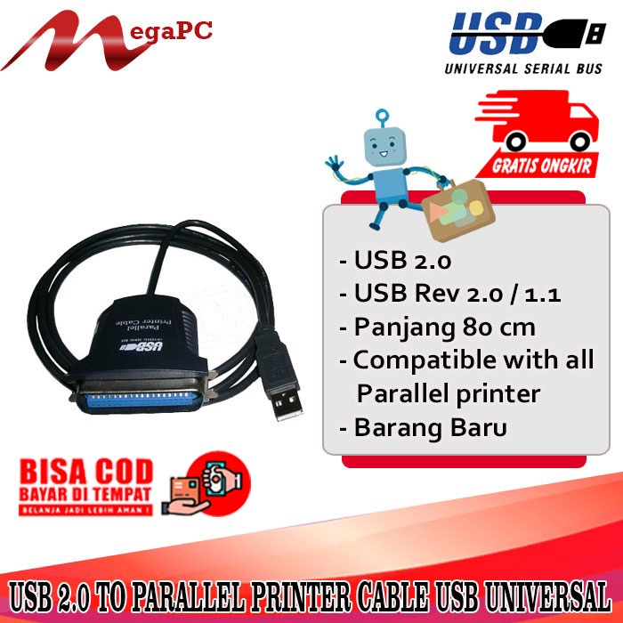 USB 2.0 To Parallel Printer Cable USB Universal