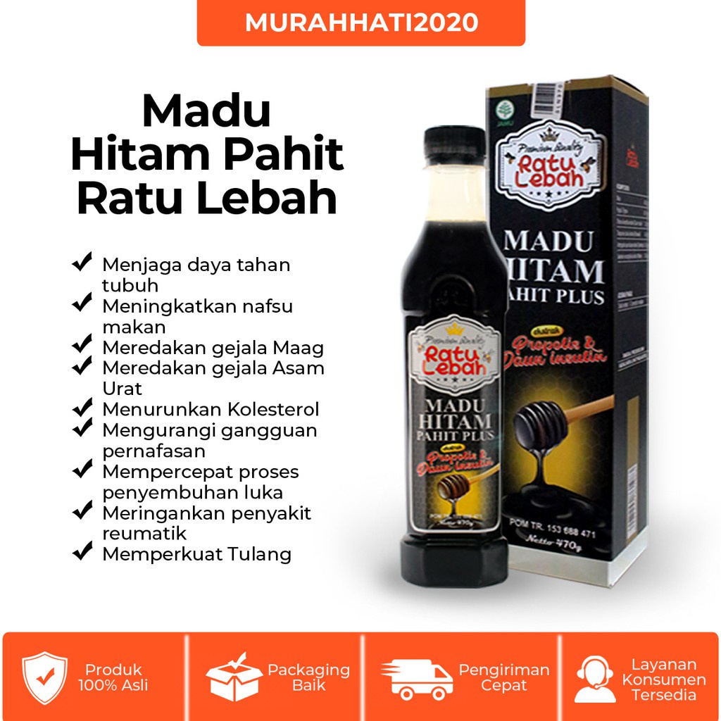 

Madu Hitam Ratu Lebah Ekstrak Propolis & Daun Insulin 470 gr