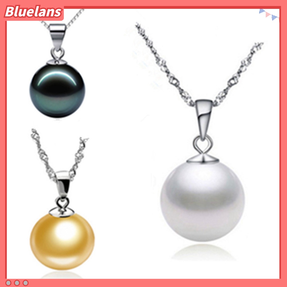 Bluelans Fashion Women Round Faux Pearl Pendant Necklace Party Long Chain Jewelry Gift