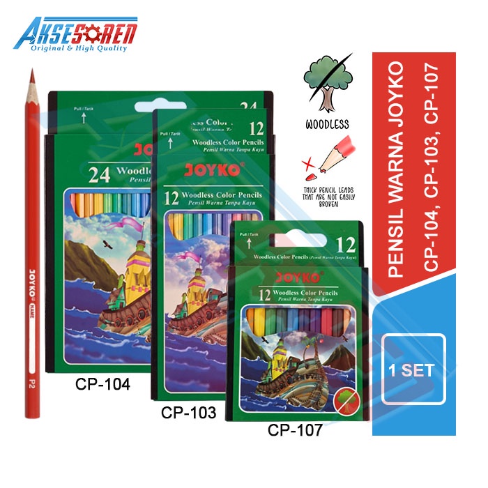 

Pensil Warna Joyko [CP-104/24 Warna] / Alat Tulis Gambar Pencil Colour