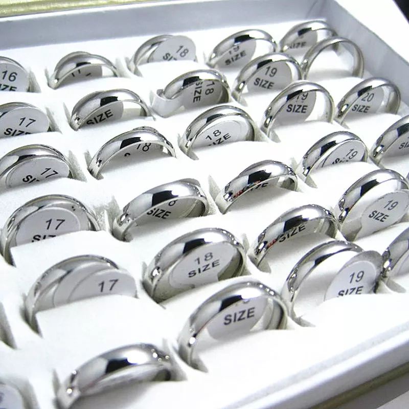 grosir cincin titanium silver polos 1 box  36 pcs