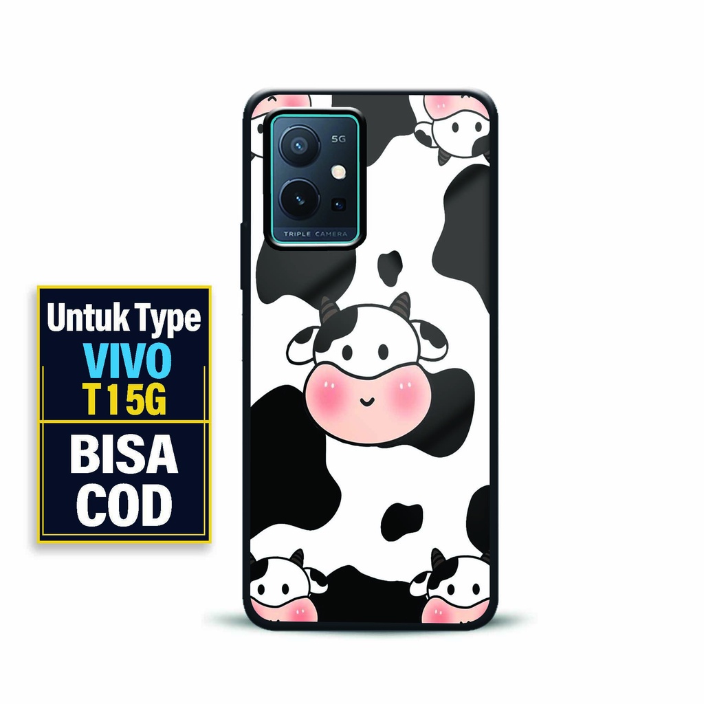 Hardcase 2D Glossy Vivo T1 5G - Case Fashion Vivo T1 5G [ Kartun Cow 1 ] - Softcase Kaca Vivo T1 5G 