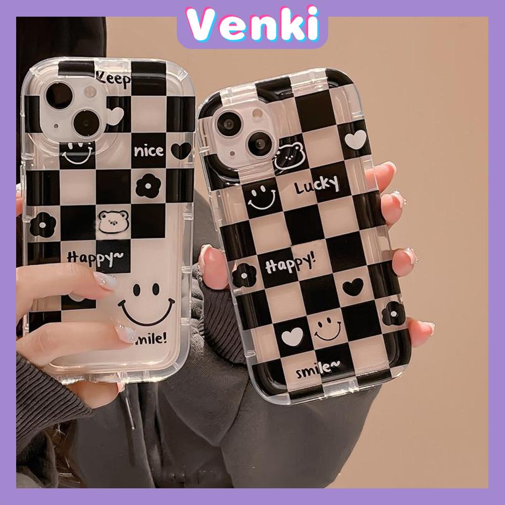 Case For iPhone 14 Pro Max TPU Soft Jelly Airbag Case Checkerboard Smiley Case Camera Protection Shockproof For iPhone 14 13 12 11 Plus Pro Max 7 Plus X XR