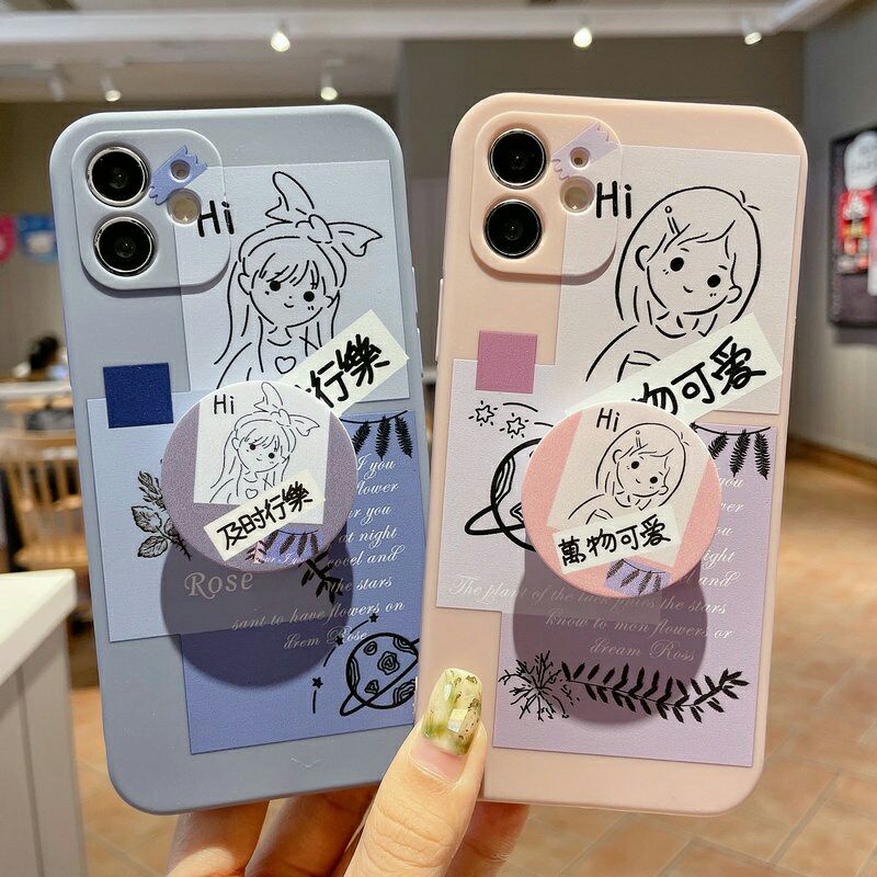 Cute Case Vivo V7 / Vivo 1718  Softcase Karakter Keren + free Popsocket