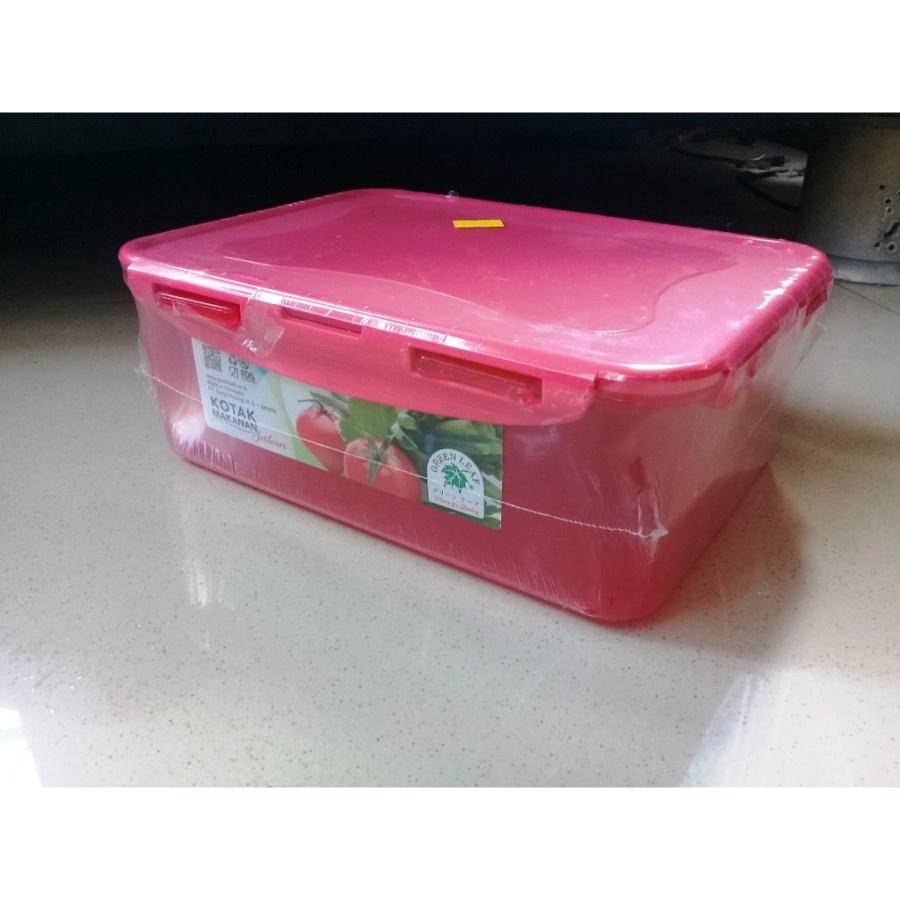 Kotak Makan 3 Liter Green Leaf 7264 Box Container Daging Sayur Plastik