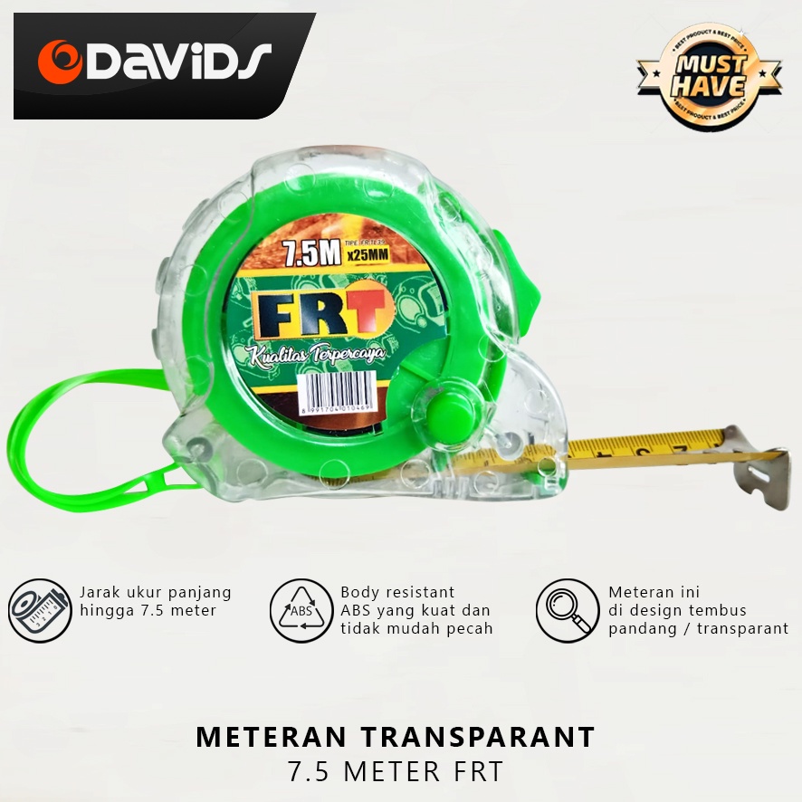 Meteran Tukang Bangunan 5M 5 Meter 7 Roll Rol Measuring Tape Transparan