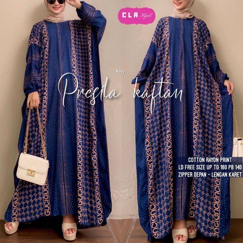 Presila Kaftan Wanita Rayon Premium Gamis Dress Jumbo Batik Longdress Gamis Bigsize LD 160 cm