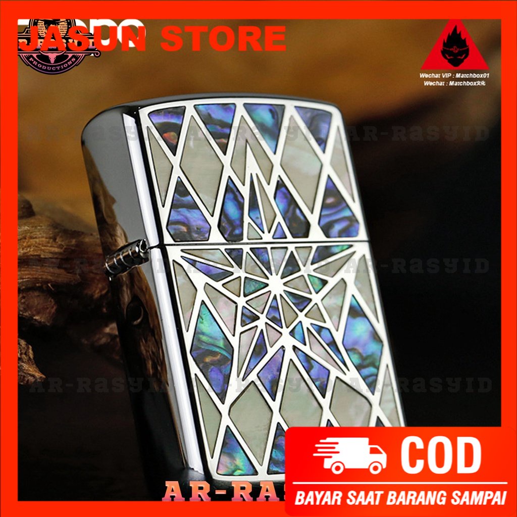 Bisa COD! Korek Api Minyak Zippo Silver Shell Motif Star Bintang 3915-16