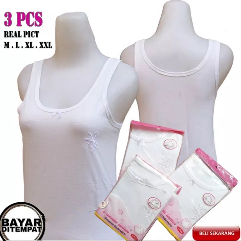 3pc Singlet Wanita Dewasa Remaja Kaos Dalam Tanktop Tank Top Lusinan Grosir