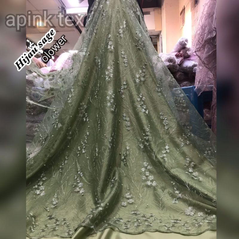 kain Bahan Tile bordir Garden kain kebaya / kain meteran