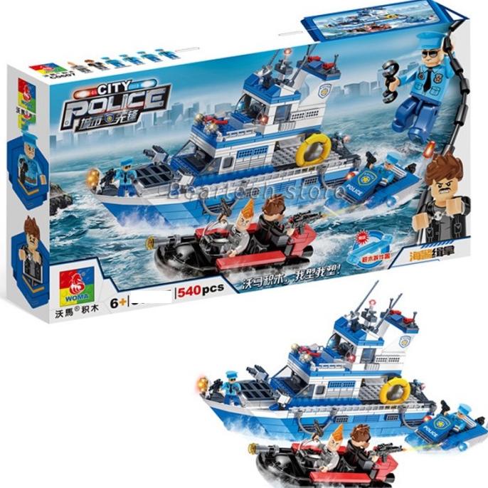 Mainan Balok Bangunsusun Model Lego Bentuk Kapal Polisi Untuk Anak Storraysaa