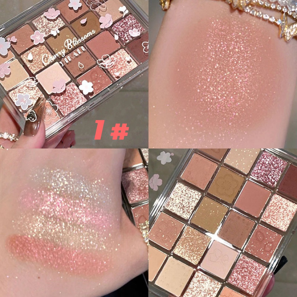 Eyeshadow Pallate Matte Glitter Cherry Blossoms Berkilau Tahan Lama 20 Warna