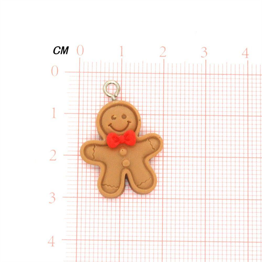 【 ELEGANT 】 10 Pcs Gingerbread Man Pendant Cute Kawaii Anak Hadiah Perhiasan Liontin Kunci Cincin Gantung Untuk Membuat Perhiasan Perlengkapan Natal Christmas Key Chain DIY Jewelry