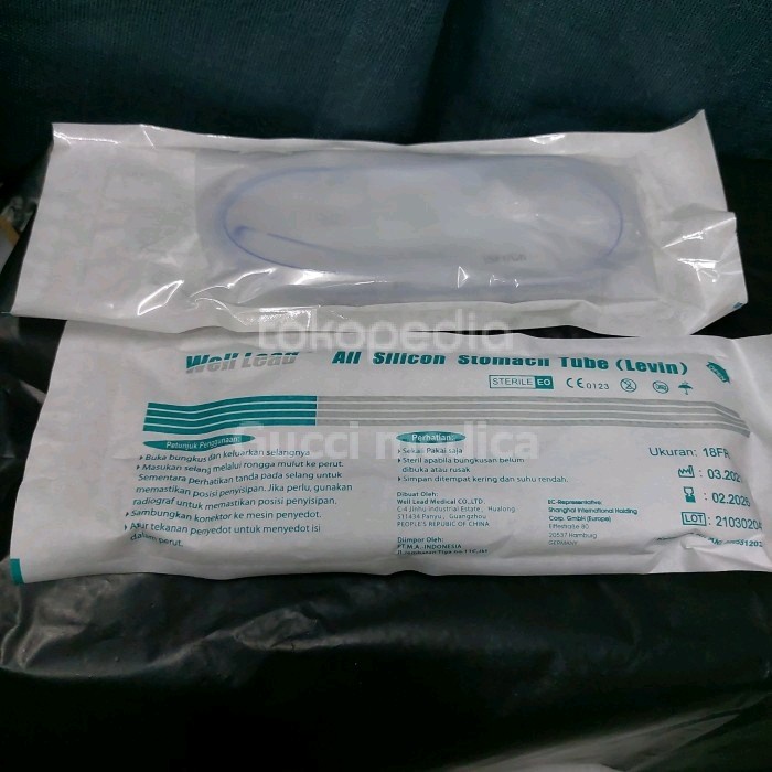 ngt silicon no 16 18 stomach tube merk wallead selang makan silicon - 16