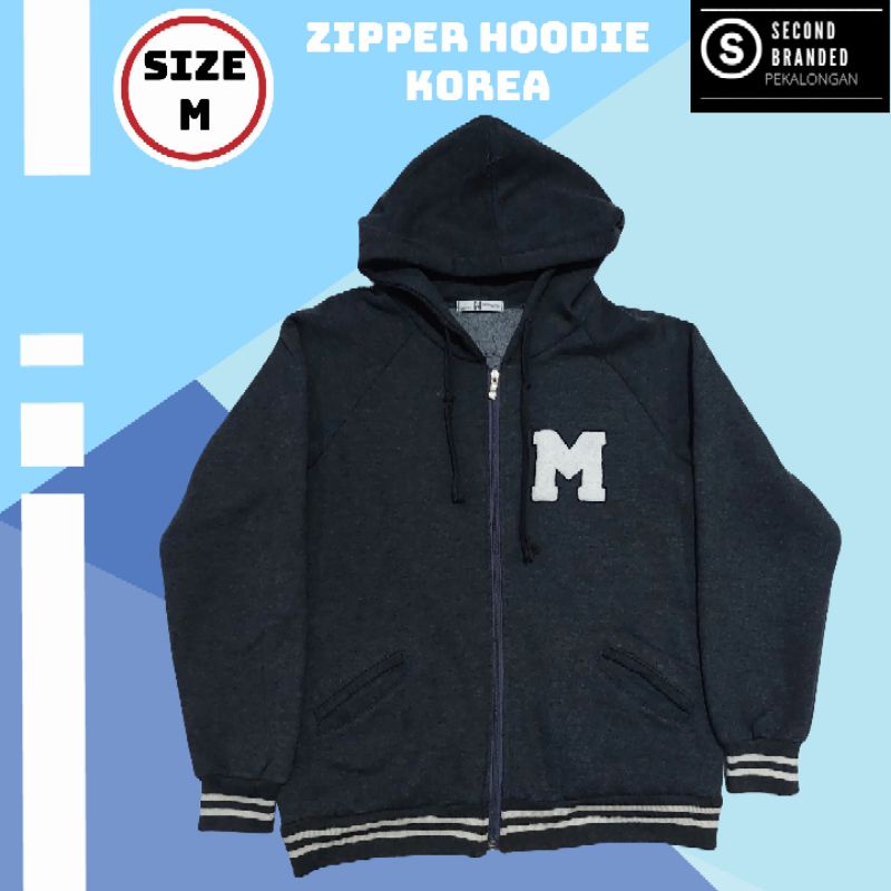 Zipper Hoodie Varsity M Korean Style