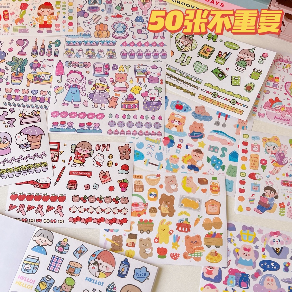 (YUMIOLSHOP21) DEKORASI STIKER AESTHETIC/ BUKU STIKER 50 LBR/ SCRAPBOOK