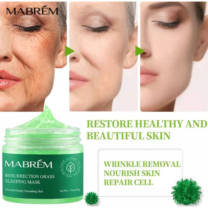 MABREM Plant Hydrating Face Whitening Skin Care Moisturizing Anti-Aging Revitalizing Cream Sleeping Facial  Treatment-Perawatan Wajah Anti-Aging Sebelum Tidur-50gr