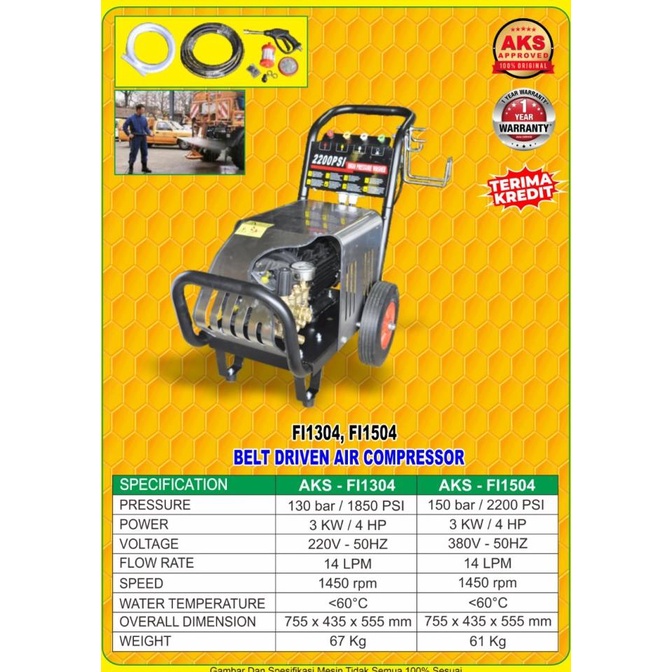 Mesin Cuci Steam Mobil Jet Cleaner Washer 150 Bar 2200 Psi / 3 Kw 4 Hp