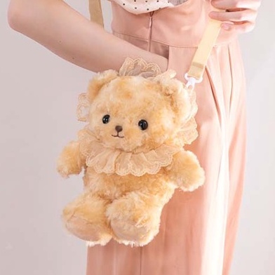 RATU ELIZABTH Tas beruang tedy bear bulu lucu imut gemoy Selempang Wanita Baru Boneka Mewah Kasual Tas Kepribadian Kartun Beruang Tas B2405 nonie